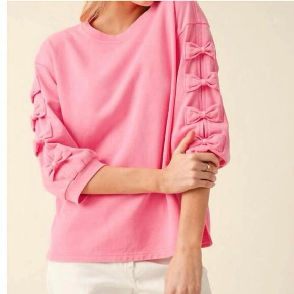 Jodifl Frenchie Bow Top Women Small Pink Preppy University Sorority Comfy Lounge - Picture 1 of 8